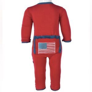 NWT- KicKee Pants- Muffin Ruffle Applique Coverall- American Flag-Size 6-9months